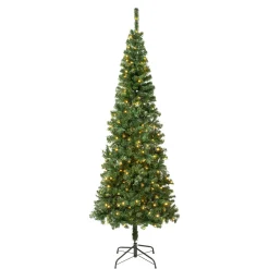 7.5 ft. Pre-Lit Linden Spruce Slim Tree with LED Lights