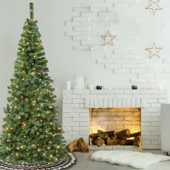 7.5 ft. Pre-Lit Linden Spruce Slim Tree with LED Lights