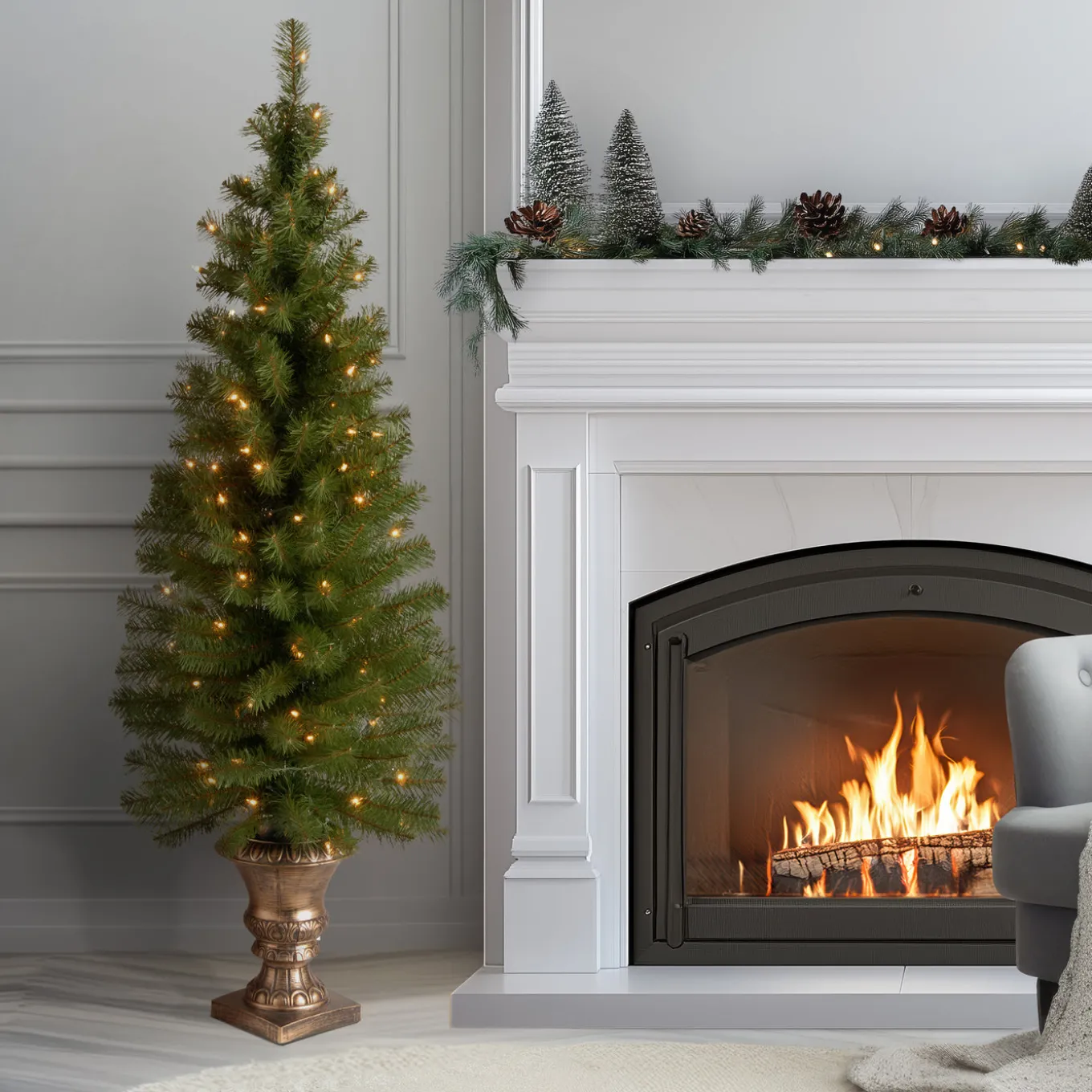 5 ft. Pre-Lit Montclair Spruce Slim Tree with Clear Lights