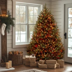7.5 ft. Pre-Lit Natural Fraser Fir Tree with Multicolor Lights