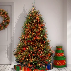 7.5 ft. Pre-Lit Natural Fraser Fir Tree with Multicolor Lights