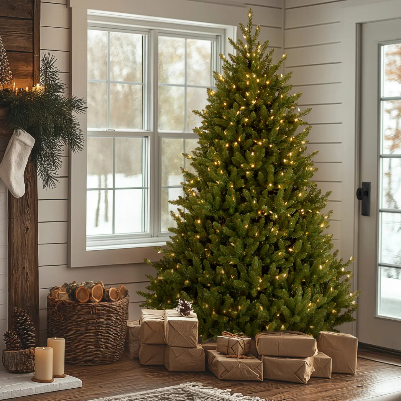 7.5 ft. Pre-Lit Natural Fraser Medium Fir Tree with Clear Lights
