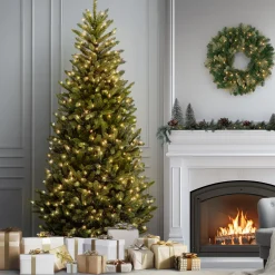 9 ft. Pre-Lit Natural Fraser Fir Slim Tree with Clear Lights