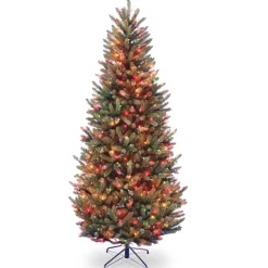 6.5 ft. Pre-Lit Natural Fraser Fir Slim Tree with Multicolor Lights