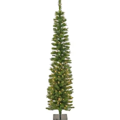 6 ft. Pre-Lit Nooksack Fir Pencil Slim Tree with LED Lights