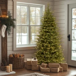 7.5 ft. Pre-Lit Nordic Spruce Slim Tree with Dual Color LED Lights