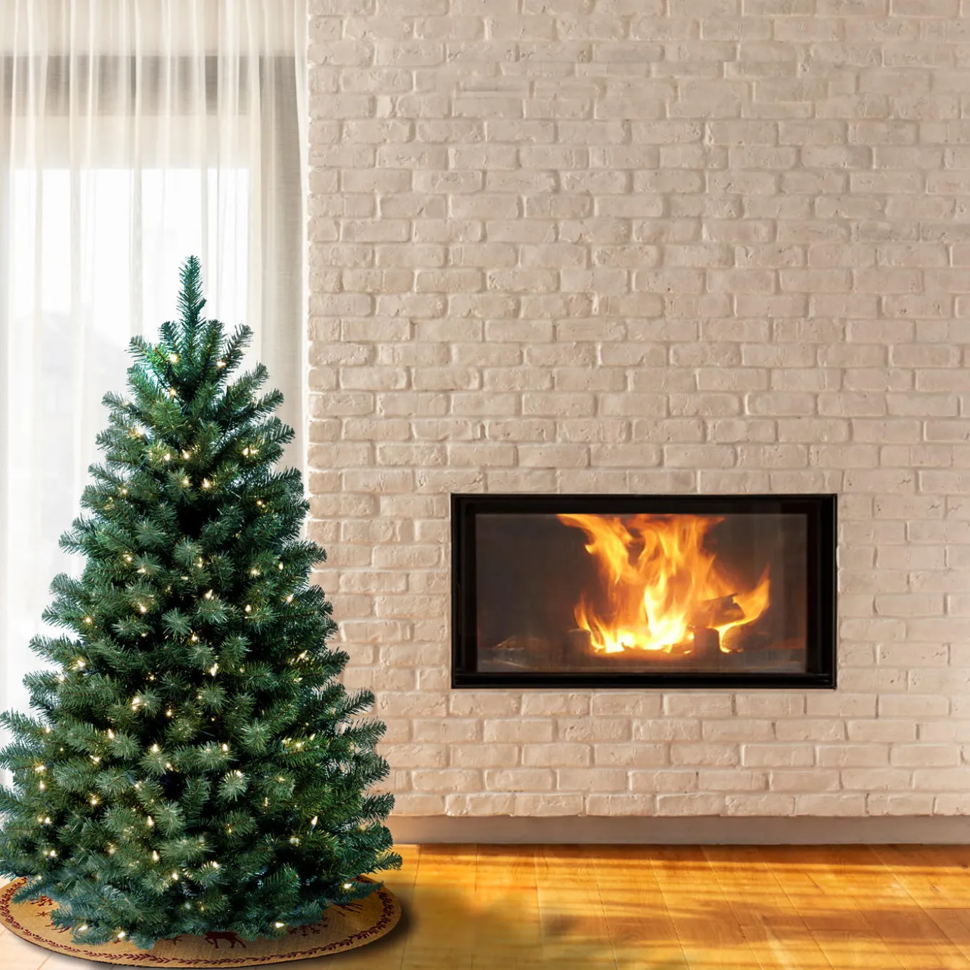 4.5 ft. Pre-Lit North Valley Blue Spruce Tree with Clear Lights