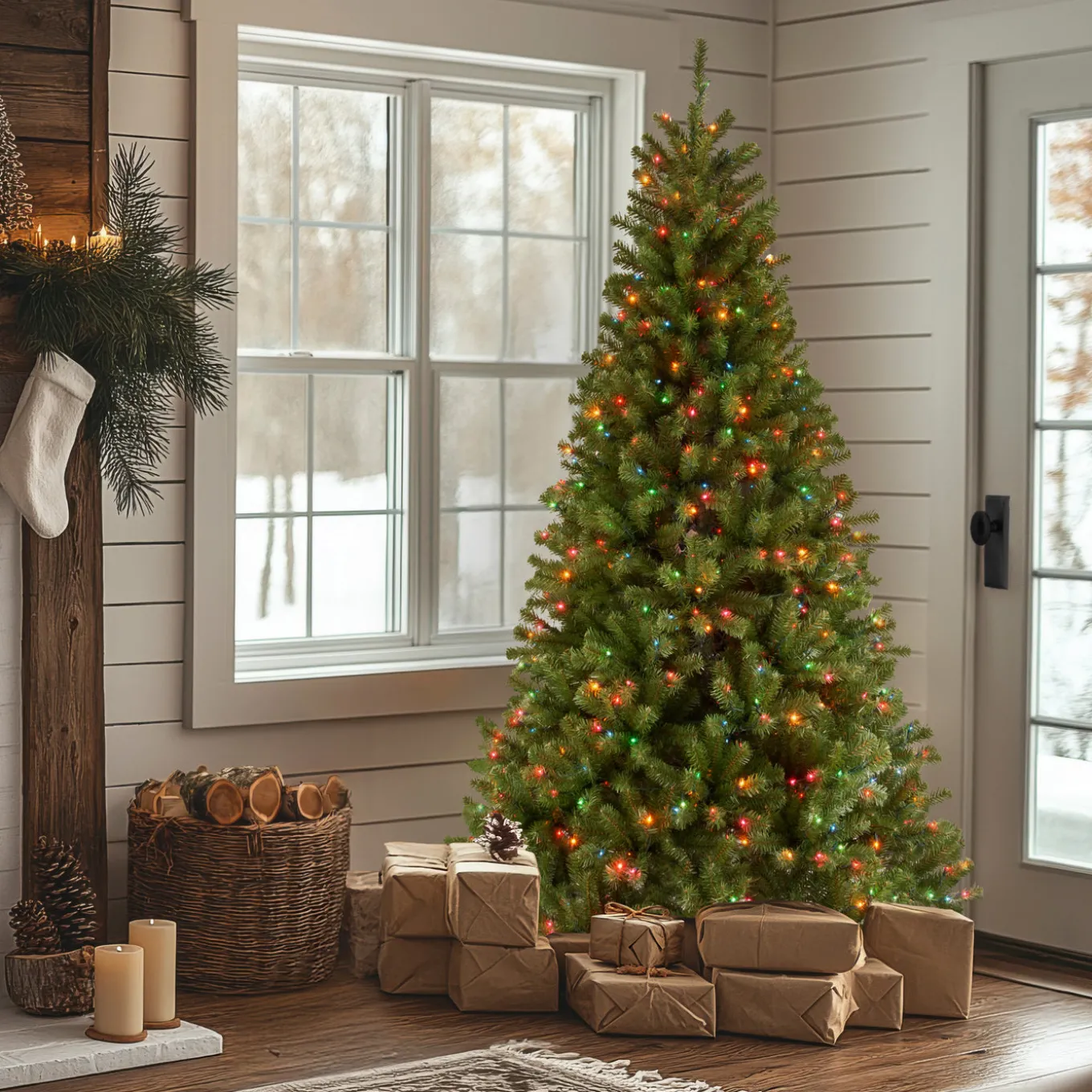 6.5 ft. Pre-Lit North Valley Spruce Tree with Multicolor Lights