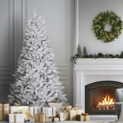 7.5 ft. Pre-Lit North Valley Spruce White Tree with Clear Lights