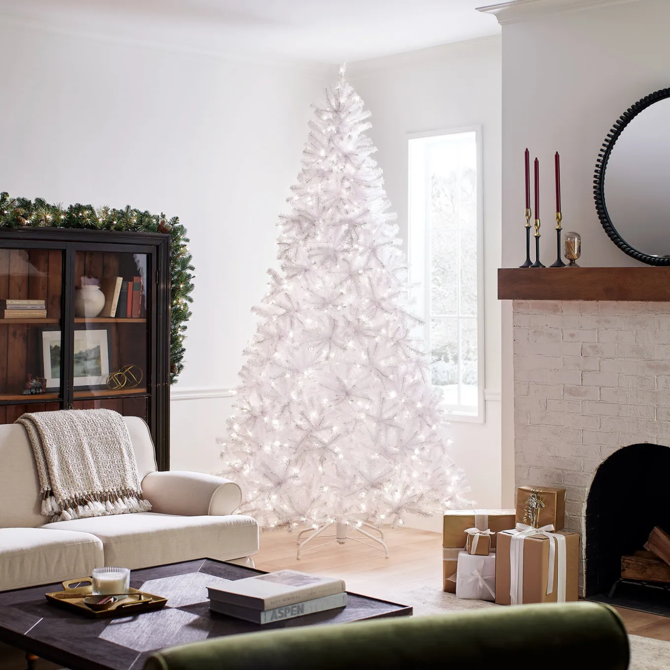 9 ft. Pre-Lit North Valley Spruce White Tree with Clear Lights