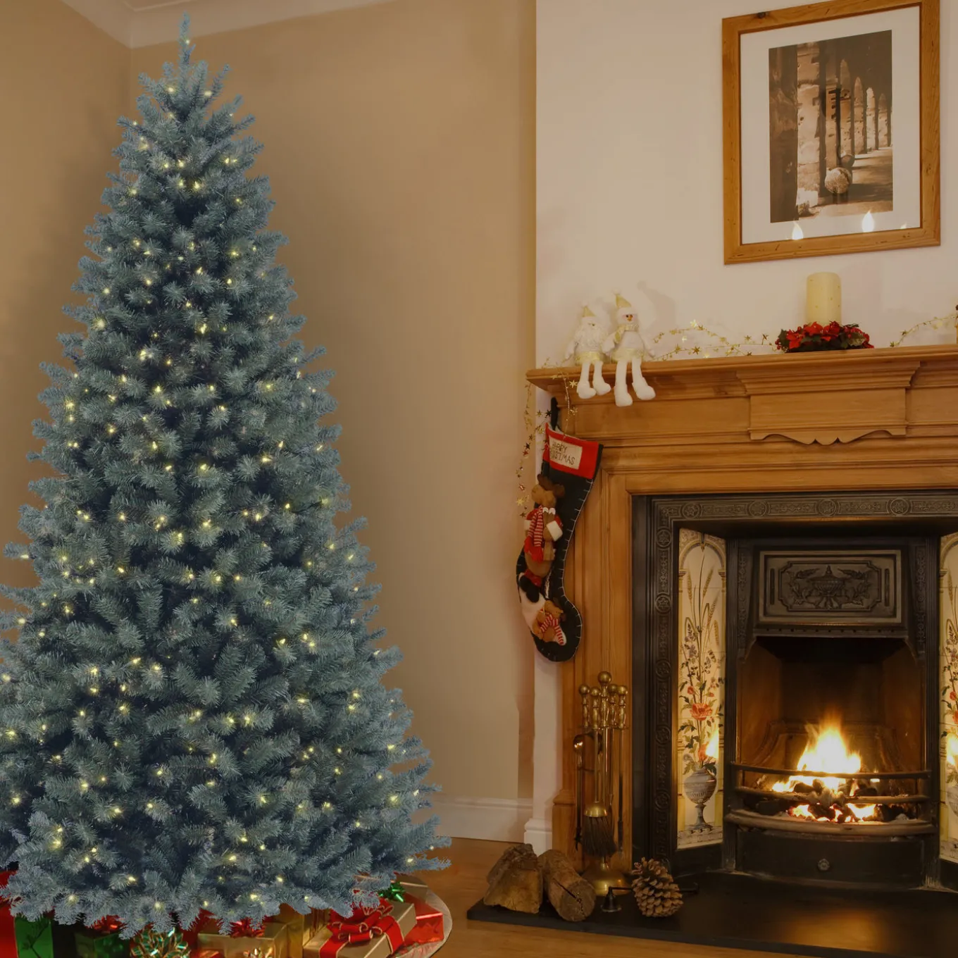 7.5 ft. Pre-Lit North Valley Spruce Blue Tree with Clear Lights