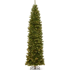 10 ft. Pre-Lit North Valley Spruce Pencil Slim Tree with Clear Lights