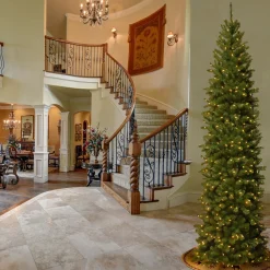 10 ft. Pre-Lit North Valley Spruce Pencil Slim Tree with Clear Lights