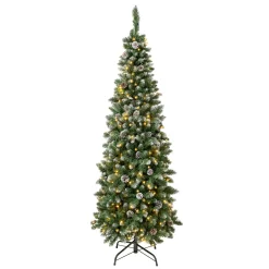 6 ft. Pre-Lit Oakley Hills Snow Slim Tree with LED Lights