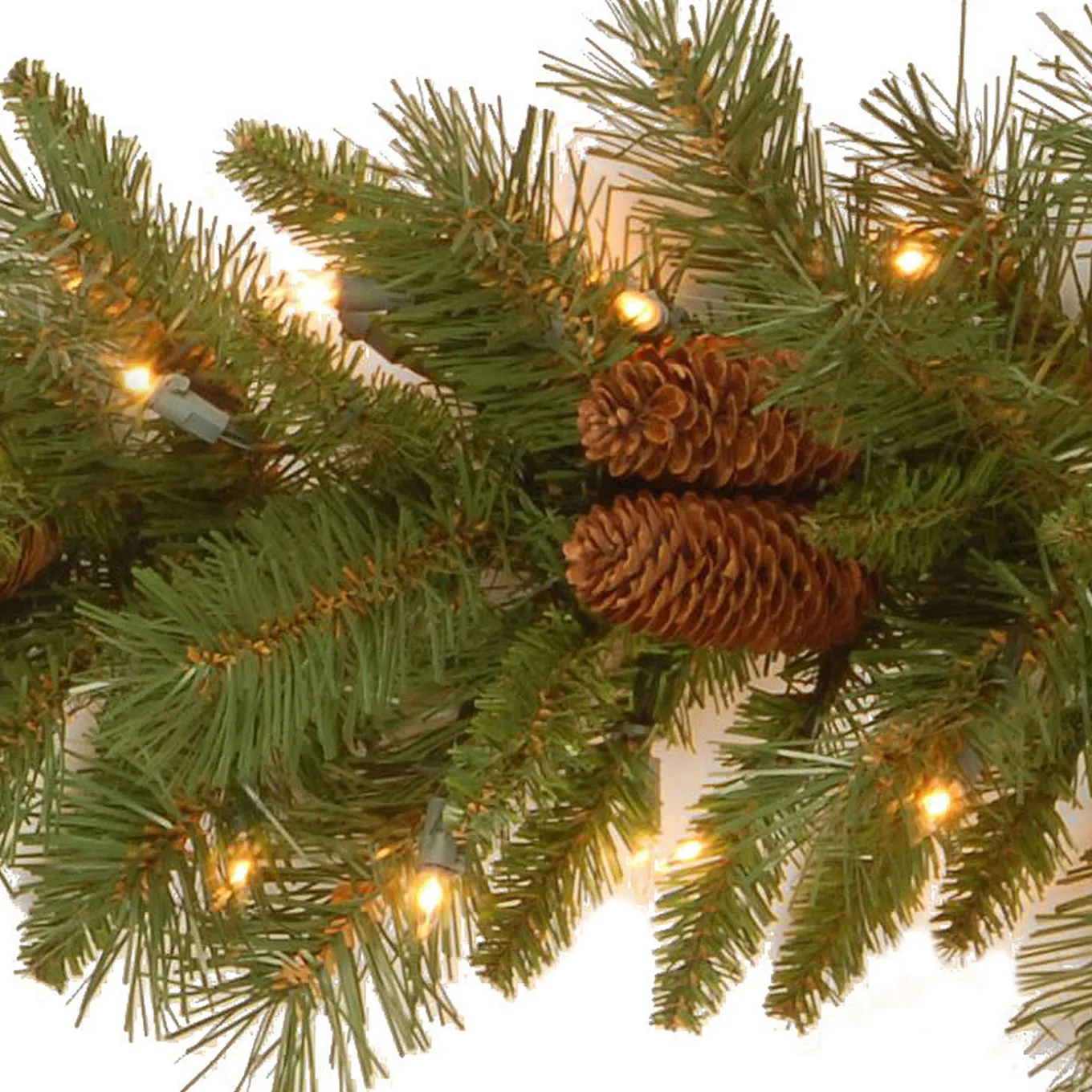 9 ft. Pre-Lit Pine Cone Garland with Clear Lights