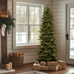6.5 ft. Pre-Lit Prescott Pencil Slim Tree with Clear Lights