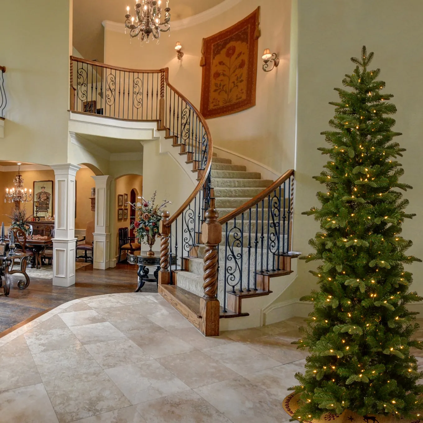 6.5 ft. Pre-Lit Prescott Pencil Slim Tree with Clear Lights