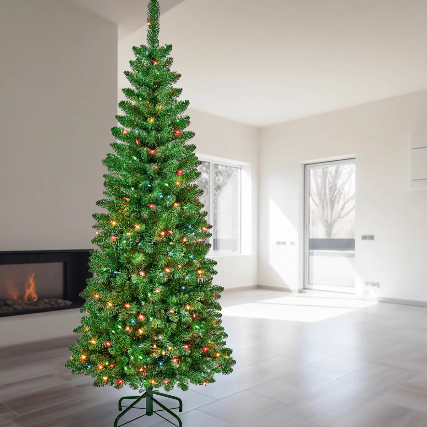 6 ft. Pre-Lit Rowan Slim Tree with Multicolor Lights