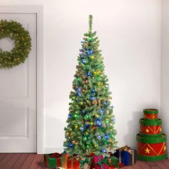 6 ft. Pre-Lit Sagamore Slim Tree with Multi LED Lights