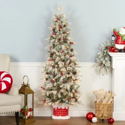 5 ft. Pre-Lit Snowberry Pine Half Tree with Clear Lights