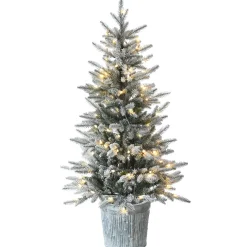 4.5 ft. Pre-Lit Snowy Alpine Fir Tree with LED Lights