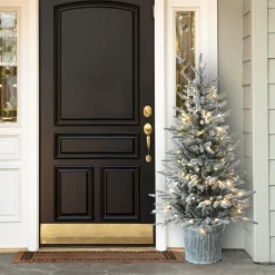 4.5 ft. Pre-Lit Snowy Alpine Fir Tree with LED Lights