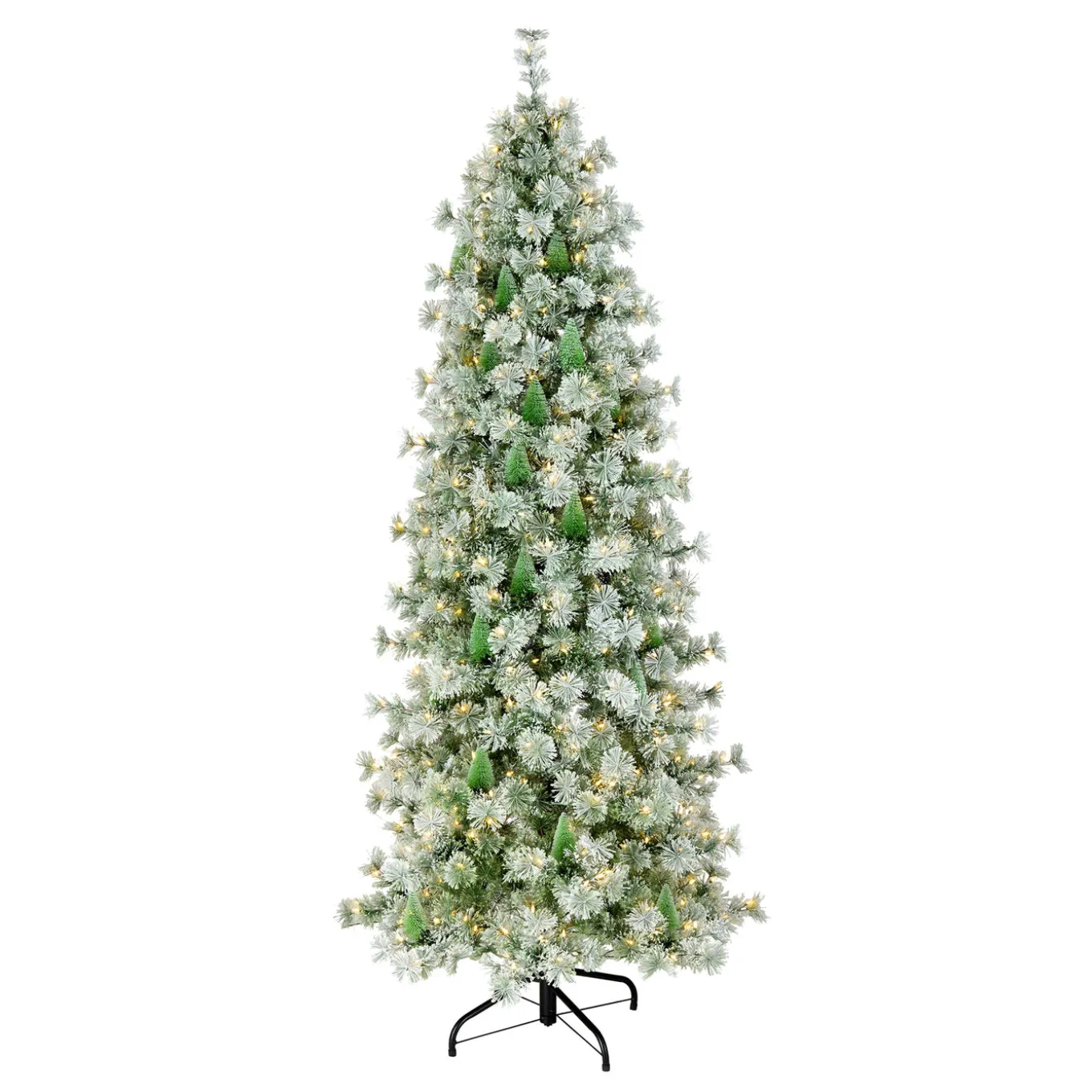 7.5 ft. Pre-Lit Snowy Bottle Brush Slim Tree with Clear Lights