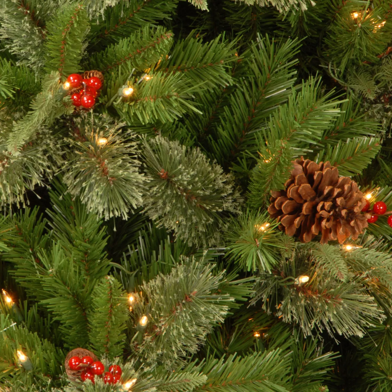 4 ft. Pre-Lit Snowy Bristle Berry Tree with Clear Lights