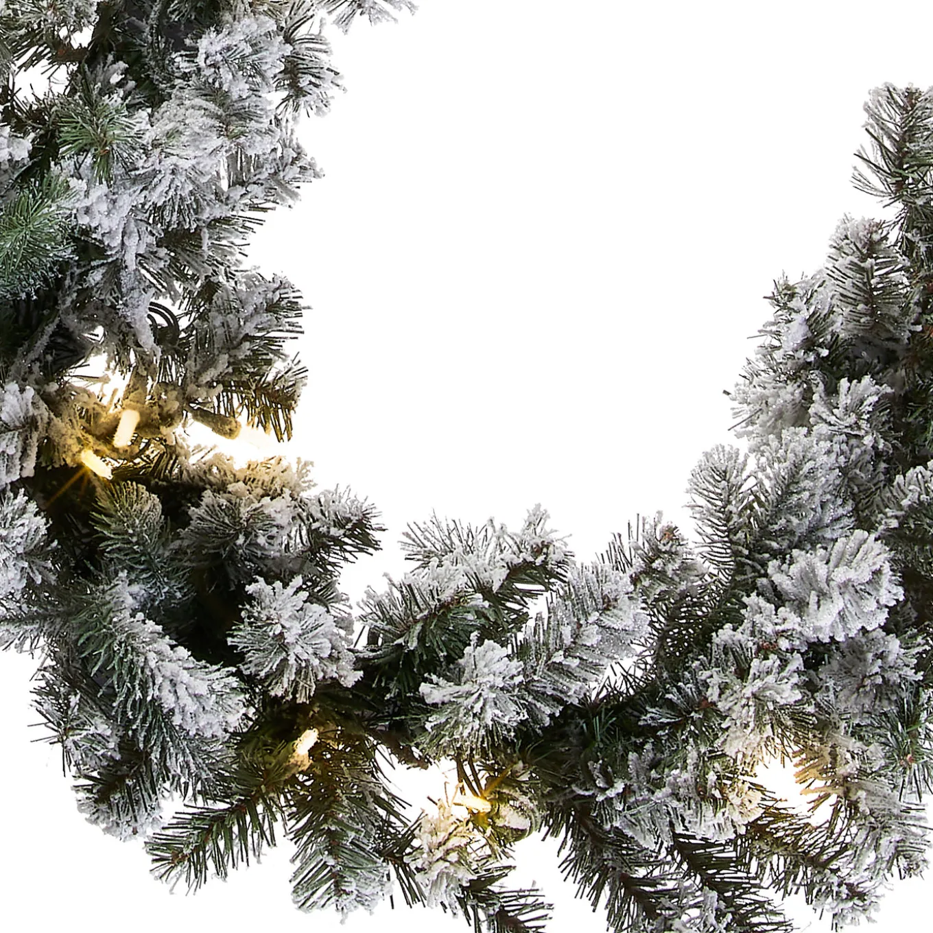 9 ft. Pre-Lit Snowy Camden Garland with Clear Lights