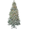 6.5 ft. Pre-Lit Snowy Chatham Slim Tree with Warm White LED Lights