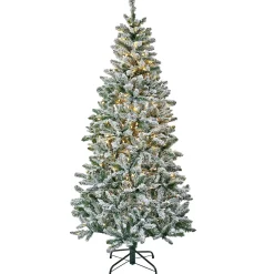 6.5 ft. Pre-Lit Snowy Chatham Slim Tree with Warm White LED Lights