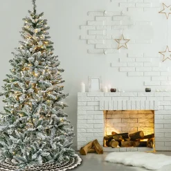 6.5 ft. Pre-Lit Snowy Chatham Slim Tree with Warm White LED Lights