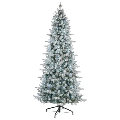 6 ft. Pre-Lit Snowy Comet Slim Blue Tree with LED Lights