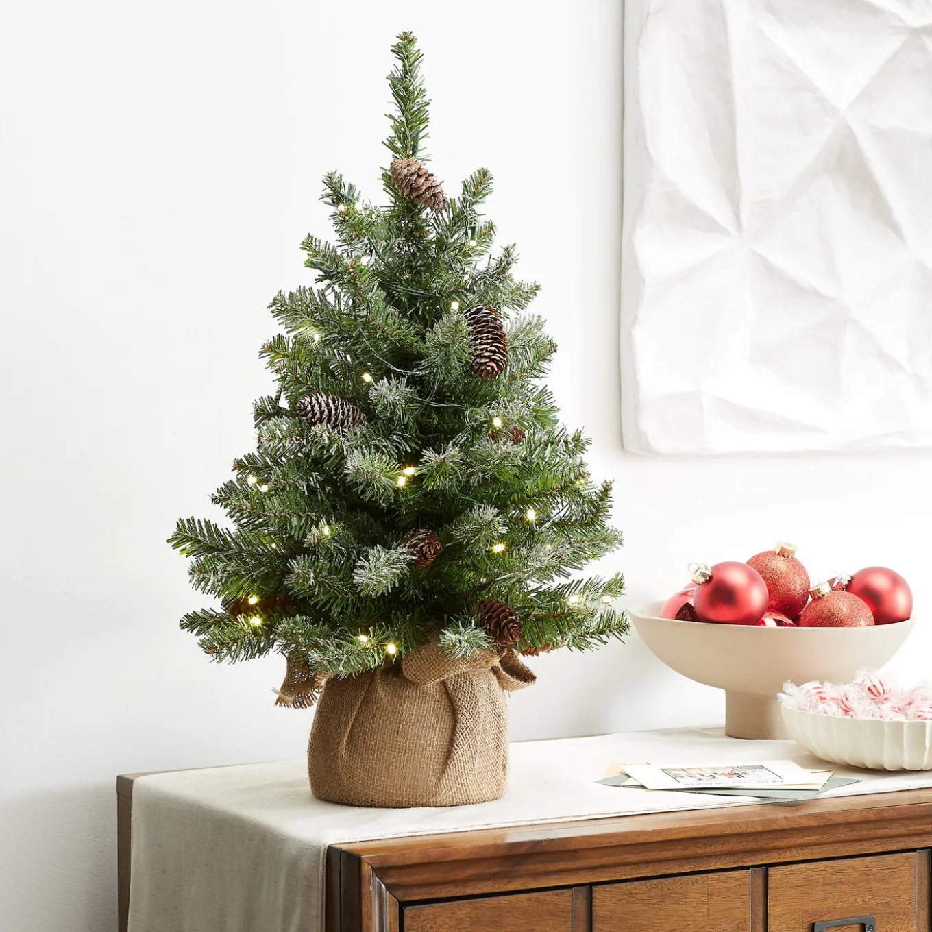 2 ft. Pre-Lit Snowy Concolor Fir Tree with LED Lights