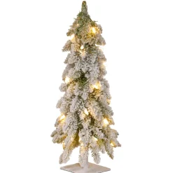 2 ft. Pre-Lit Snowy Downswept Forest Tree with Clear Lights