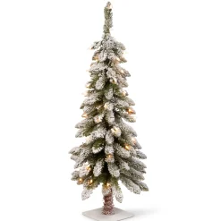 3 ft. Pre-Lit Snowy Downswept Forestree Tree with Clear Lights