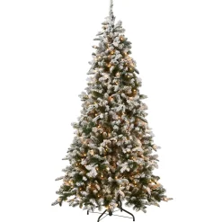 7.5 ft. Pre-Lit Snowy Everest Fir Medium Tree with Clear Lights
