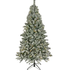 7.5 ft. Pre-Lit Snowy Harwich Tree with PowerConnect Warm White LED Lights