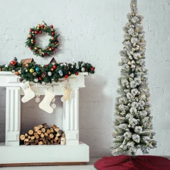 7 ft. Pre-Lit Snowy Methow Pencil Slim Tree with LED Lights