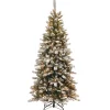 7.5 ft. Pre-Lit Snowy Mountain Pine Slim Tree with Clear Lights