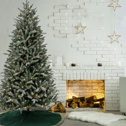 7 ft. Pre-Lit Snowy Olallie Pine Tree with LED Lights