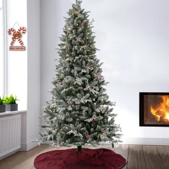 7.5 ft. Pre-Lit Snowy Poechmann Fir Tree with LED Lights