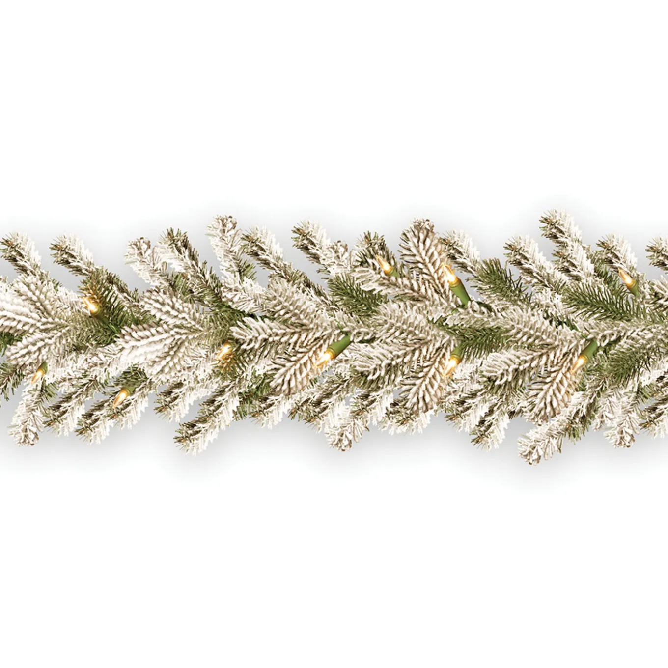 9 ft. Pre-Lit Snowy Sheffield Spruce Garland with Clear Lights