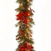 9 ft. Pre-Lit Tartan Plaid Garland with Warm White LED Lights