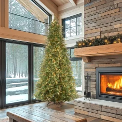 9 ft. Pre-Lit Tiffany Fir Slim Tree with Clear Lights - PE Branch Tips