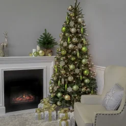 9 ft. Pre-Lit Tiffany Fir Slim Tree with Clear Lights - PE Branch Tips