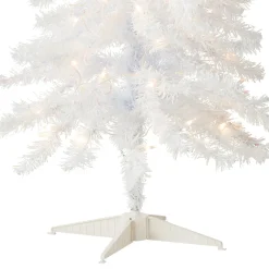 4 ft. Pre-Lit Tinsel Collection White Iridescent Tree with Clear Lights