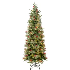 6 ft. Pre-Lit Virginia Pine Mixed Slim Tree with Warm White LED Lights
