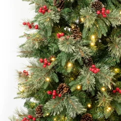 6 ft. Pre-Lit Virginia Pine Mixed Slim Tree with Warm White LED Lights