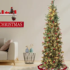 7.5 ft. Pre-Lit Virginia Pine Mixed Slim Tree with Warm White LED Lights